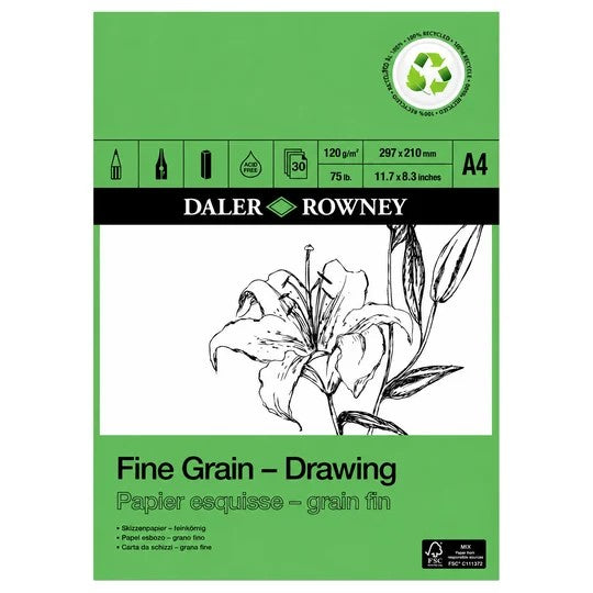 DALER ROWNEY FINE GRAIN ECO DRAWING PAD A4 120GSM 30 SHEETS - D434250400