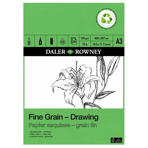 DALER ROWNEY FINE GRAIN ECO DRAWING PAD A3 120GSM 30 SHEETS - D434250300