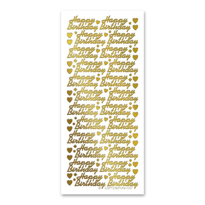 STICKER HAPPY BIRTHDAY GOLD - XL037U-01 — Bevs Cross Crafts