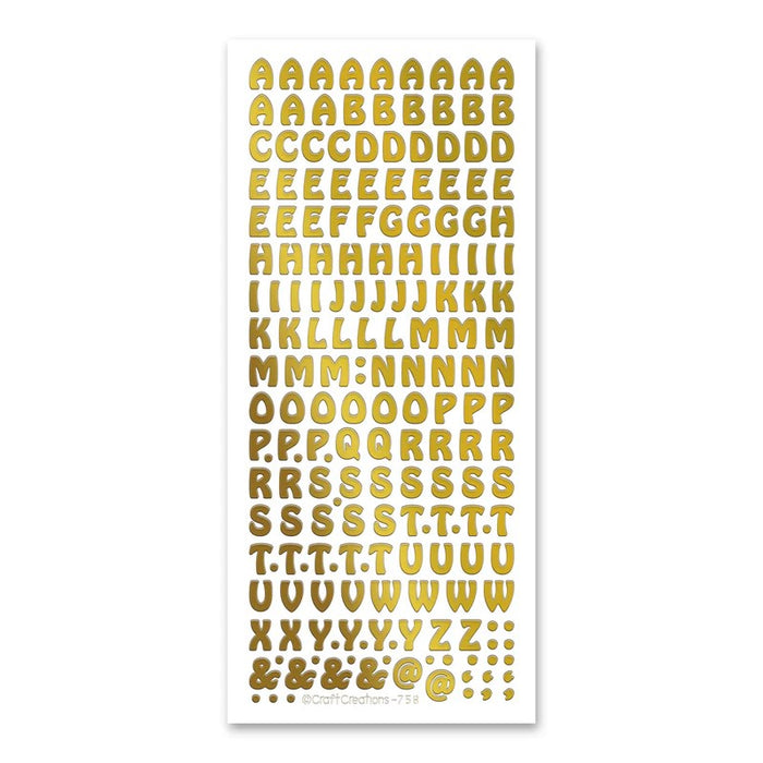 STICKER ALPHABET UPPER 10MM GOLD - XL758P-01