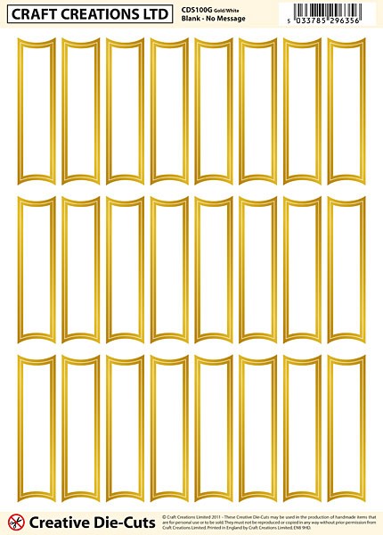 CRAFT CREATIONS DIE CUT BLANK GOLD/WHITE - CDS100G