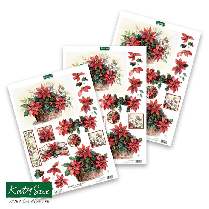 3D DIECUT POINSETTIA BASKET - DCD546