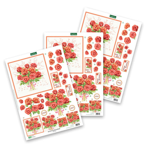 3D DIECUT CRAFT CREATIONS RED ROSES - DCD573