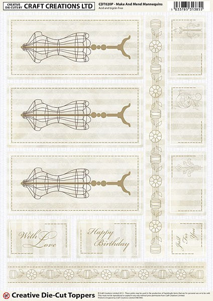 CRAFT CREATIONS DIE CUT MAKE & MEND MANNEQUINS - CDT020P