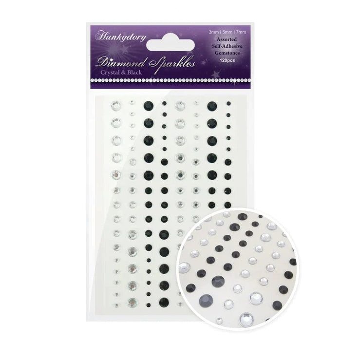 DIAMOND SPARKLES GEMSTONES - CRYSTAL & BLACK - GEM202