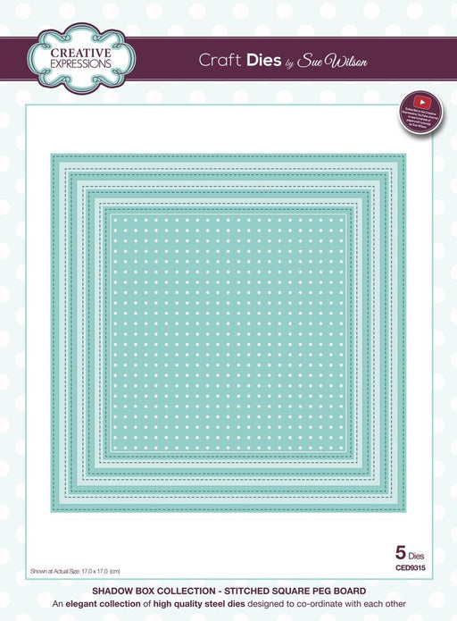 SUE WILSON DIES SHADOW BOXES COLL STITCHED SQUARE PEG BOARD - CED9315