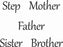 WOODWARE CLEAR STAMPS STEP MOTHER FATHER SISTER BROTHER - JWS083