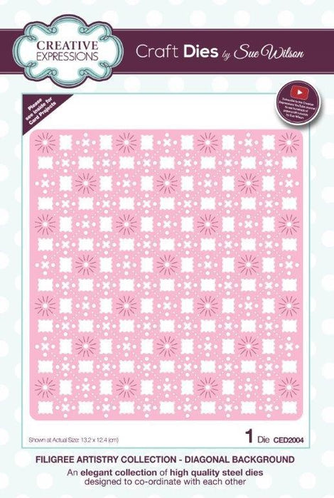SUE WILSON DIE FILIGREE ARTISTRY COLL DIAGONAL BACKGROUND - CED2004