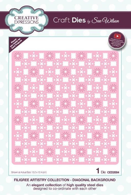 SUE WILSON DIE FILIGREE ARTISTRY COLL DIAGONAL BACKGROUND - CED2004