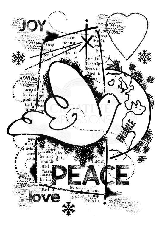 WOODWARE CLEAR STAMPS WORLD PEACE - FRS769