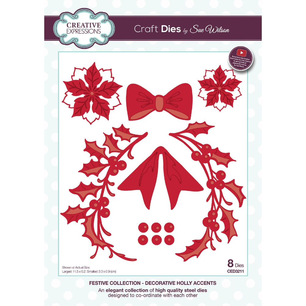 SUE WILSON DIE DECORATIVE HOLLY ACCENTS - CED3211
