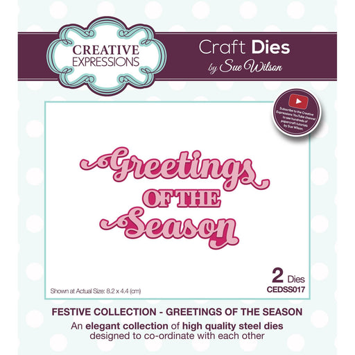 SUE WILSON DIE FESTIVE SHADOWED SENTIMENT GREETING SEASON - CEDSS017