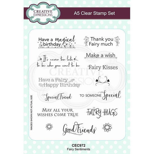 CREATIVE EXPRESSIONS A5 CLEAT STAMP FAIRY SENTIMENTS - CEC972