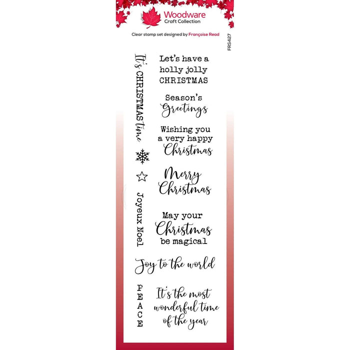 WOODWARE • CLEAR SINGLES CHRISTMAS CELEBRATIONS 8 IN X 2.6 IN STAMP SET - FRS427