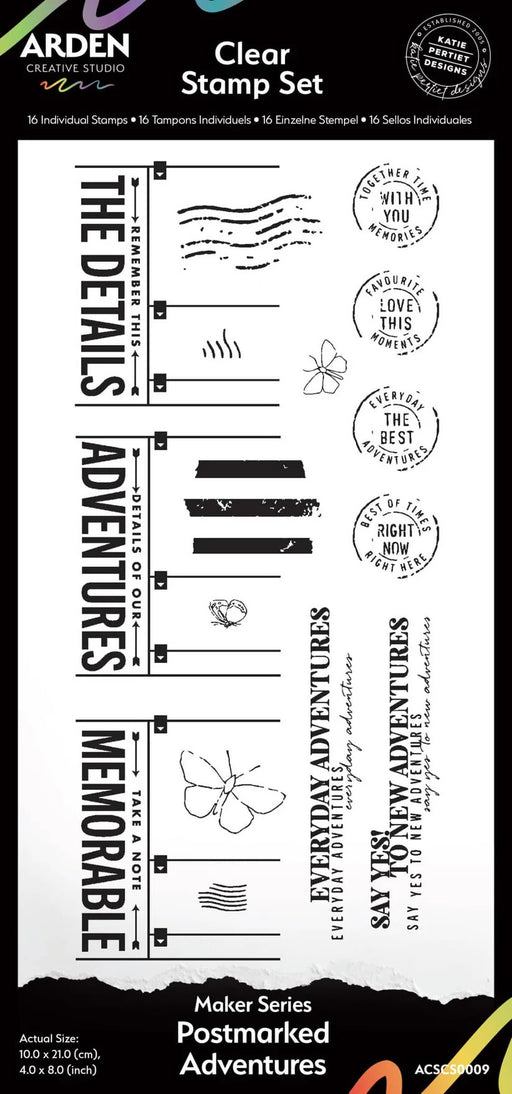 ARDEN CREATIVE STUDIO CLEAR STAMP MAKER SERIES POSTMARKED ADVENTURES- ACSCS0009