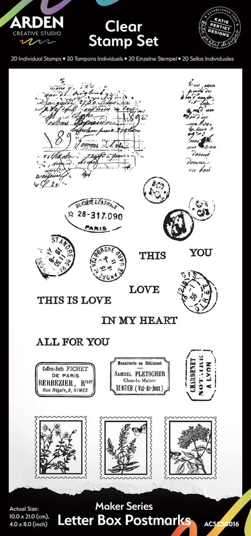 ARDEN CREATIVE STUDIO CLEAR STAMP MAKER SERIES LETTER BOX POSTMARKS - ACSCS0016