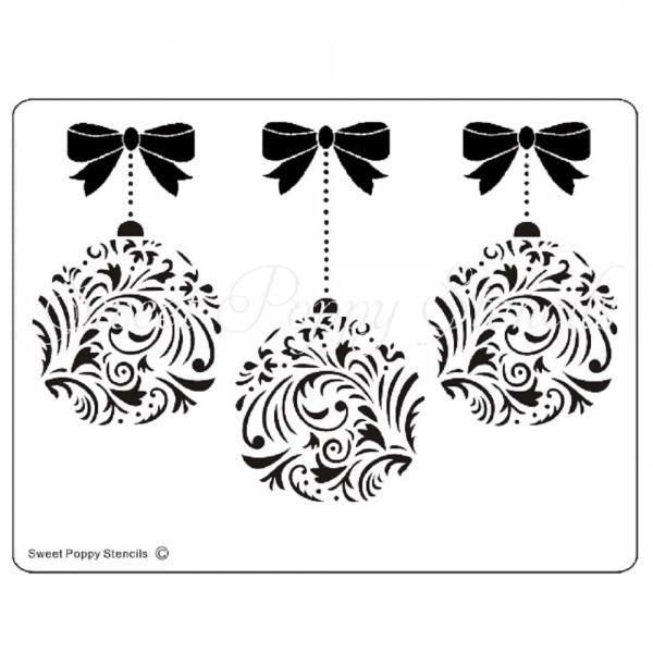 SWEET POPPY STENCIL DAMASK BAUBLES AND BOWS - SP1-196