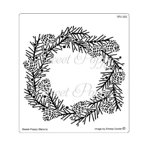 SWEET POPPY STENCIL PINE WREATH - SP1-312