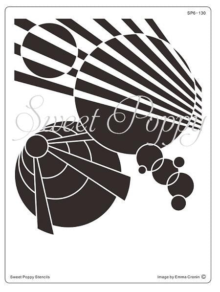 SWEET POPPY STENCIL ABSTRACT CIRCLE BACK PLATE - SP6-130