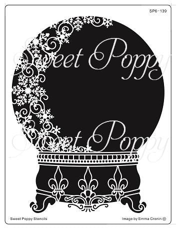 SWEET POPPY STENCIL ORNATE SNOW GLOBE - SP6-139