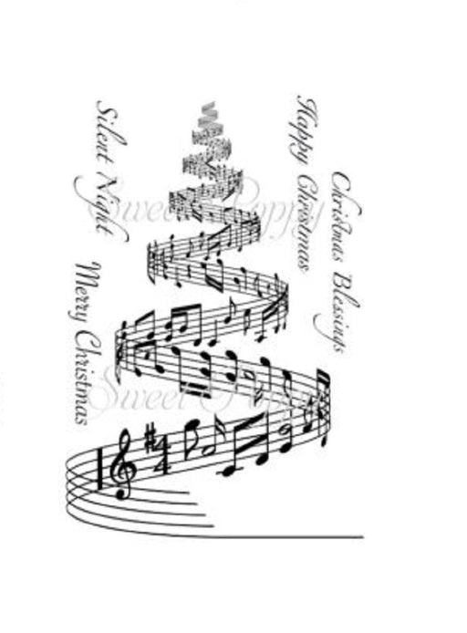 SWEET POPPY STAMP A6 MUSICAL CHRISTMAS TREE - SPSMUSICTREE