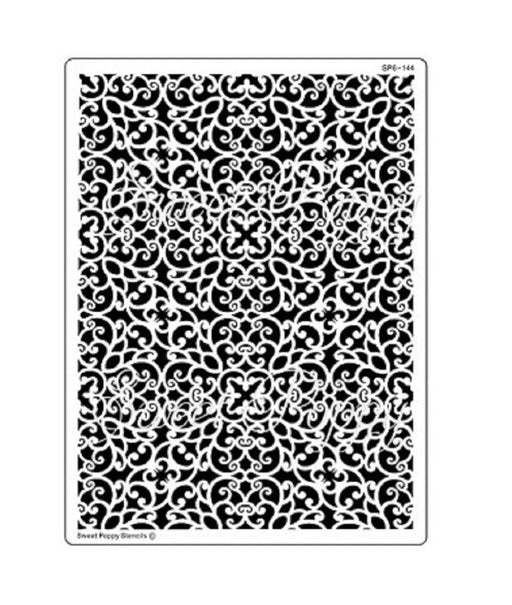 SWEET POPPY STENCIL DAMASK BACK PLATE - SP6-144