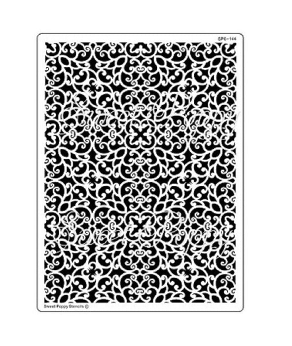SWEET POPPY STENCIL DAMASK BACK PLATE - SP6-144