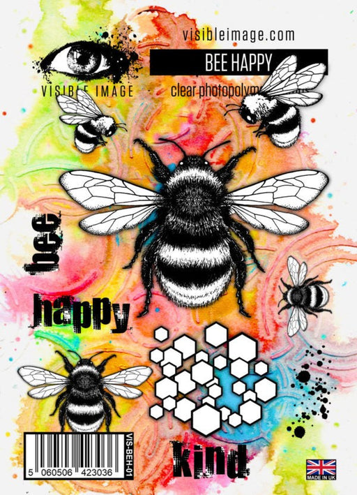 VISIBLE IMAGE PHOTOPOLYMER STAMP BEE HAPPY - VIS-BEH-01