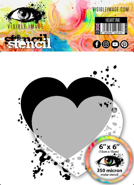 VISIBLE IMAGE STENCIL HEART INK - VIS-HIN-03
