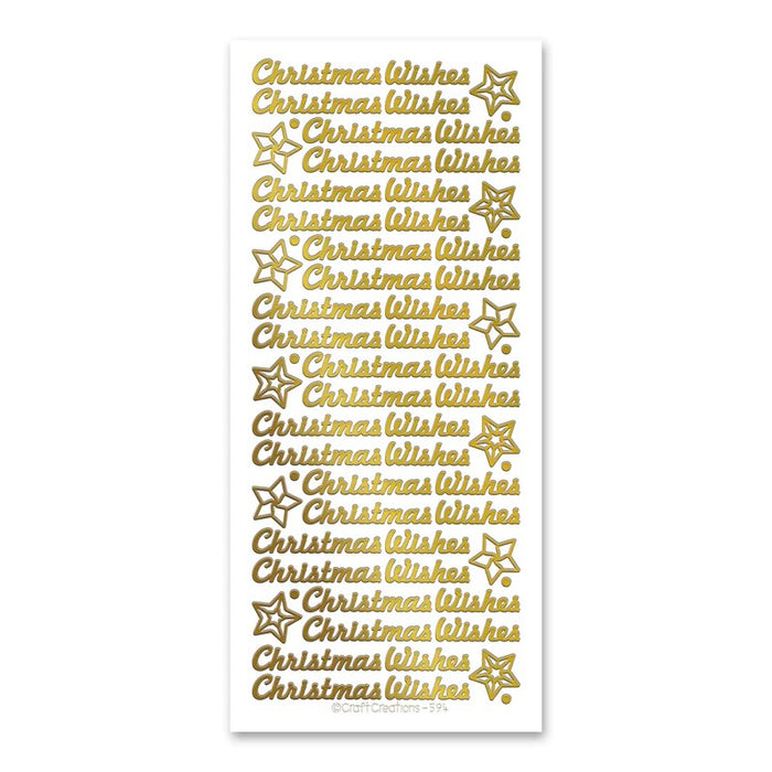 SELF ADHESIVE STICKERSCHRISTMAS WISHES GOLD -XL594U-01