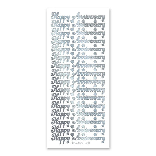 SELF ADHESIVE STICKERS HAPPY ANNIVERSARY SILVER -XL657U-02