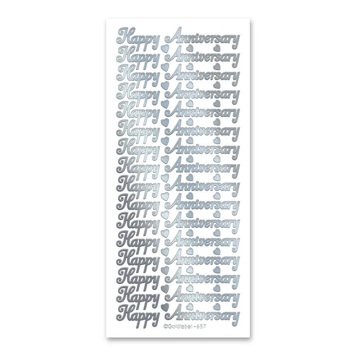 SELF ADHESIVE STICKERS HAPPY ANNIVERSARY SILVER -XL657U-02