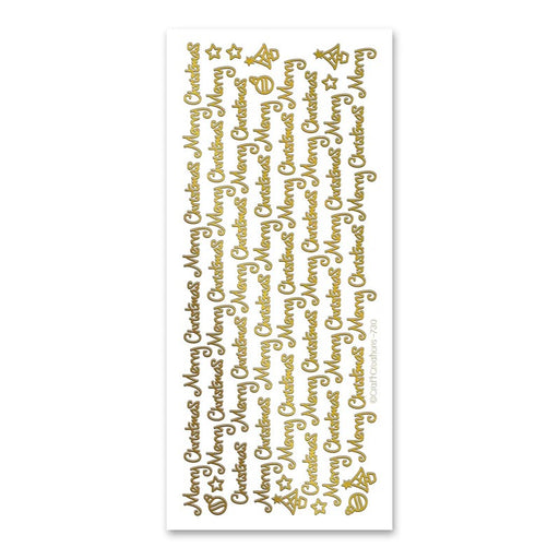SELF ADHESIVE STICKERS MERRY CHRISTMAS GOLD -XL730U-01