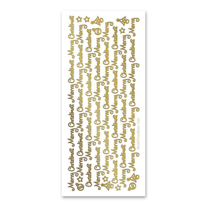 SELF ADHESIVE STICKERS MERRY CHRISTMAS GOLD -XL730U-01