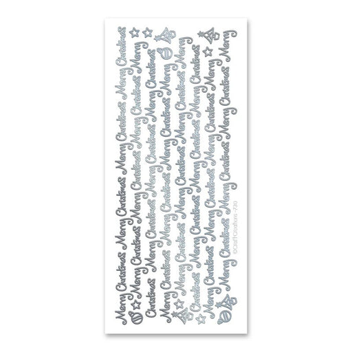 SELF ADHESIVE STICKERS MERRY CHRISTMAS SILVER -XL730U-02