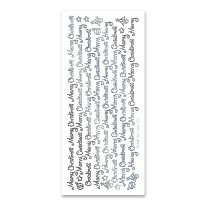 SELF ADHESIVE STICKERS MERRY CHRISTMAS SILVER -XL730U-02