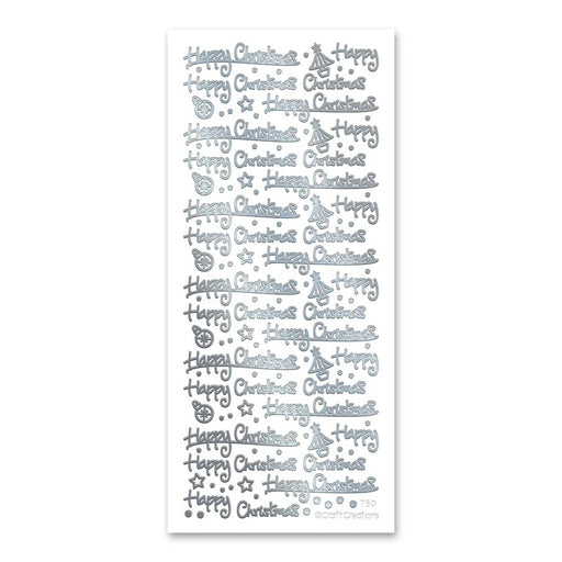 SELF ADHESIVE STICKERS HAPPY CHRISTMAS SILVER -XL750U-02