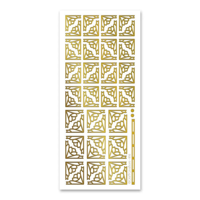 SELF ADHESIVE STICKERS DECO FLOWER CORNERS GOLD -XL816U-01