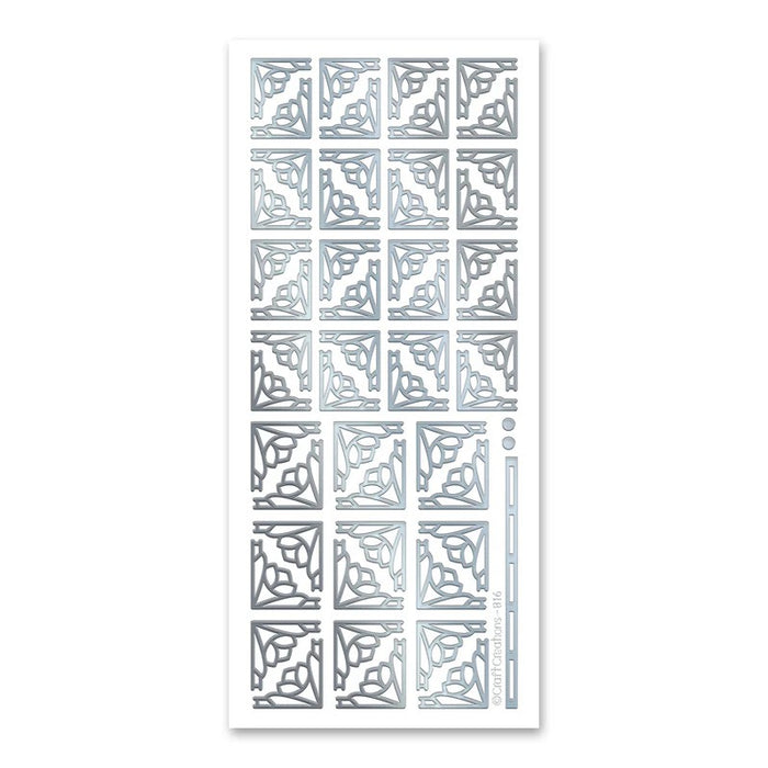 SELF ADHESIVE STICKERS DECO FLOWER CORNERS SILVER -XL816U-02