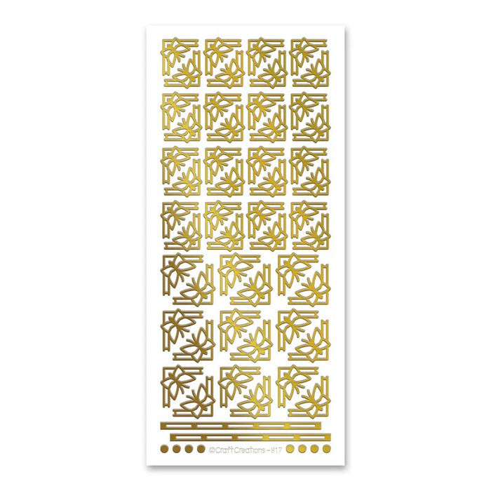 SELF ADHESIVE STICKERS DECO BUTTERFLY CORNERS GOLD -XL817U-01
