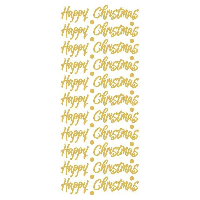 SELF ADHESIVE STICKERS HAPPY CHRISTMAS GOLD -XL846U-01