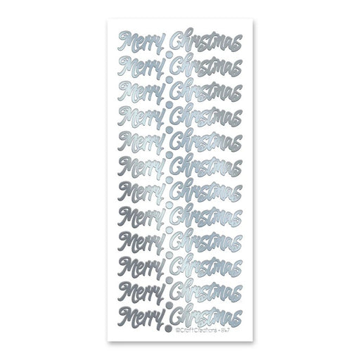 SELF ADHESIVE STICKERS MERRY CHRISTMAS SILVER -XL847U-02