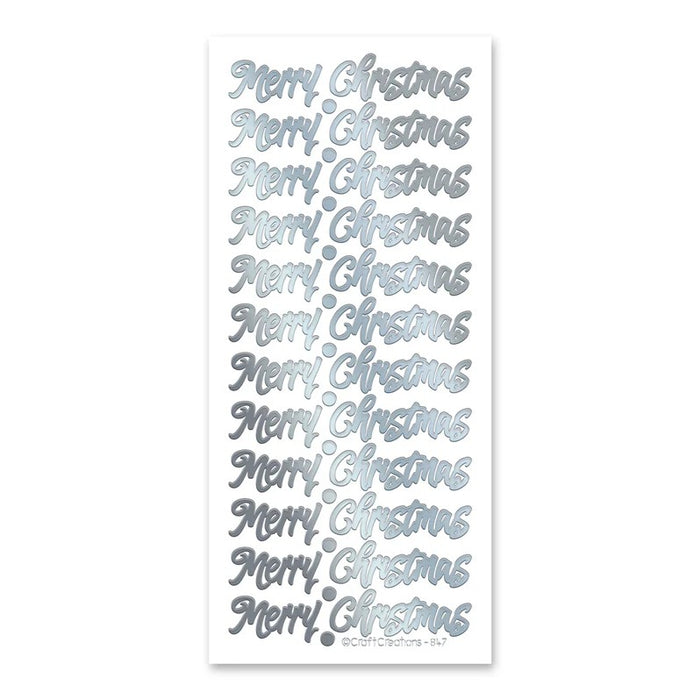 SELF ADHESIVE STICKERS MERRY CHRISTMAS SILVER -XL847U-02