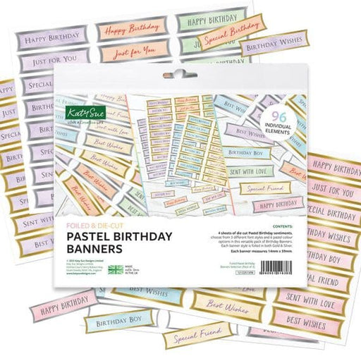 CRAFT STICKERS PASTEL BIRTHDAY STRAIGHT FOILED DIE CUT - 12-CDS13PB