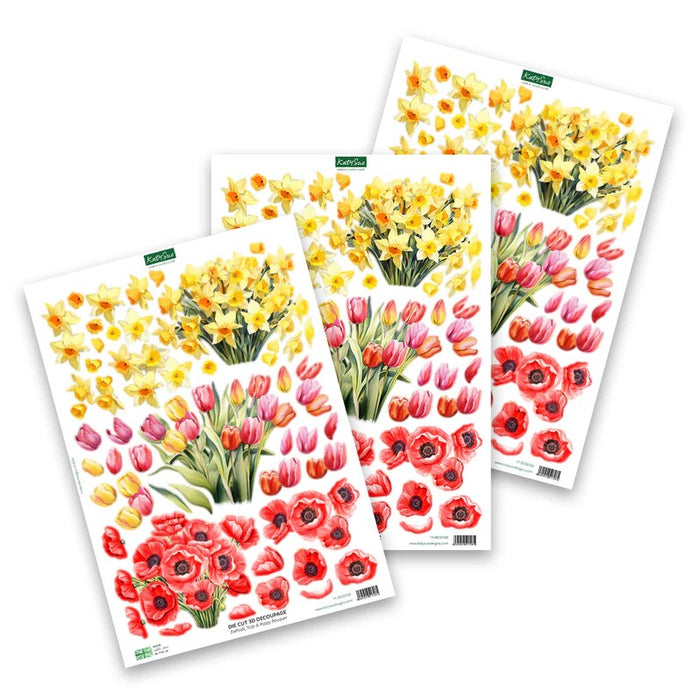 KATY SUE DIE CUTS DECO DAFFADIL,TULIP,POPPY BOUQUET - DCD703