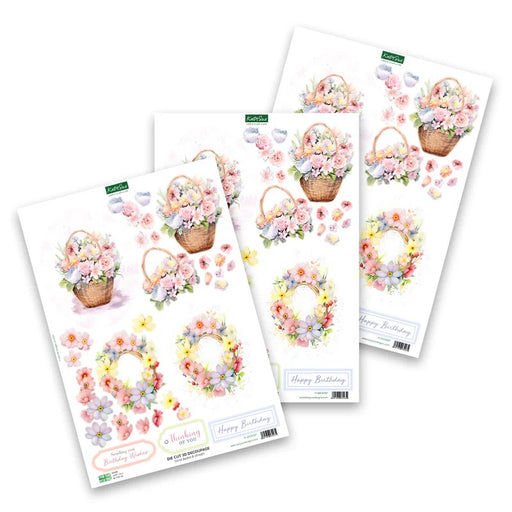 KATY SUE DIE CUTS DECO SELF ADHESIVE STICKERSUPAGE – FLORAL BASKET & WREATH -DCD707