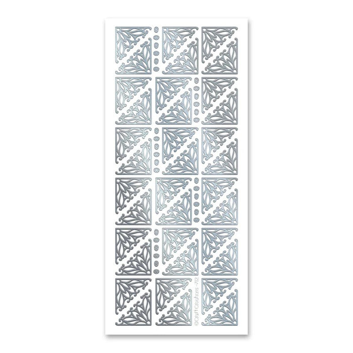 DECO SELF ADHESIVE STICKERSRATIVE CORNERS SILVER -XL712U-02