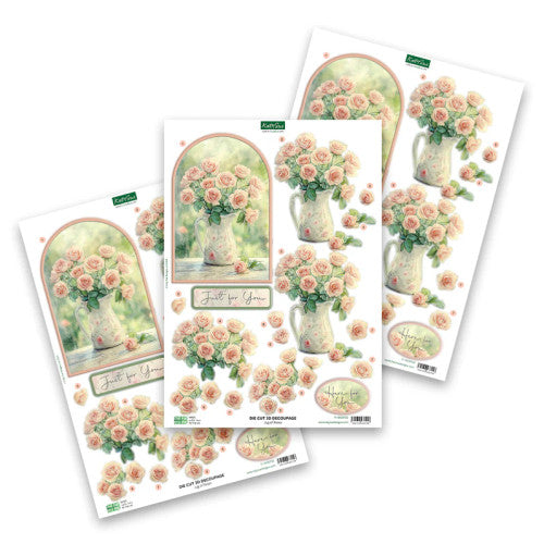KATY SUE DIE CUTS DECO SELF ADHESIVE STICKERSUPAGE - JUG OF ROSES -DCD722