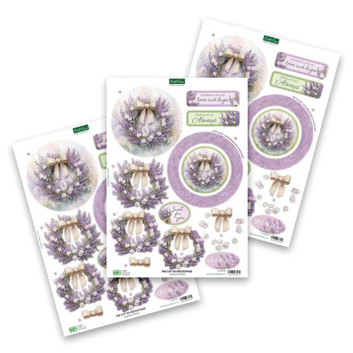KATY SUE DIE CUTS DECO SELF ADHESIVE STICKERSUPAGE - LAVENDER WREATH -DCD723