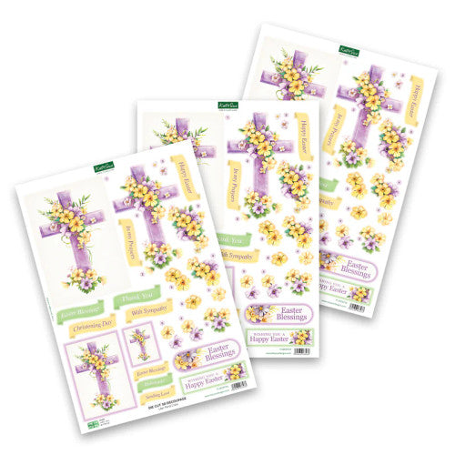 KATY SUE DIE CUTS DECO SELF ADHESIVE STICKERSUPAGE – LILAC FLORAL CROSS -DCD724